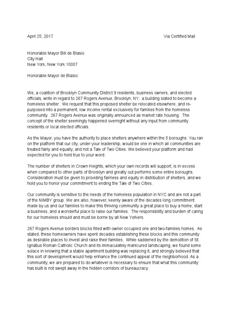 Homeless Letter Template