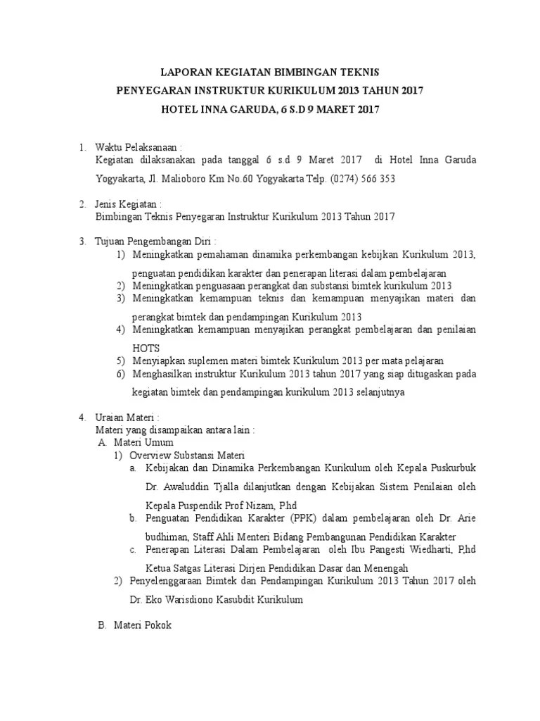 Contoh karangan, puisi, surat, lukisan, laporan penelitian,. Laporan Kegiatan Bimtek 2017 Pdf