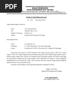 Selain itu, di masa psbb seperti sekarang ini, penggunaan surat . Contoh Surat Keterangan Bekerja Pdf