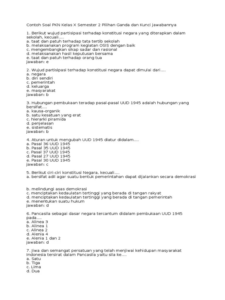Berikut kami bagikan soal pilihan ganda uas pkk kelas xii. Contoh Soal Pkn Smk Kelas 12