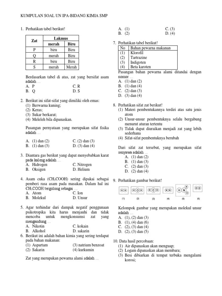 Contoh Soal Ipa Smp 2015 Cute766