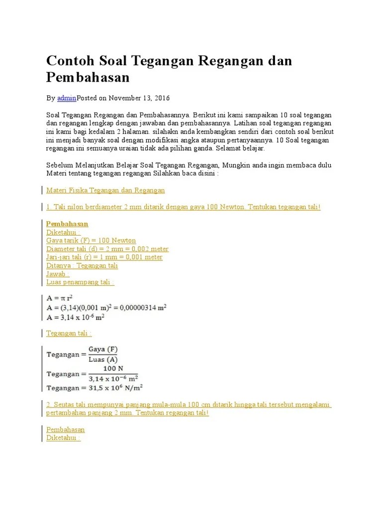 Tegangan Contoh Soal Cute766