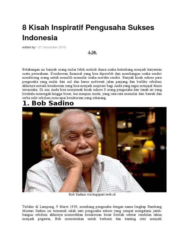 8 Kisah Inspiratif Pengusaha Sukses Indonesia | PDF | Bisnis | Hukum