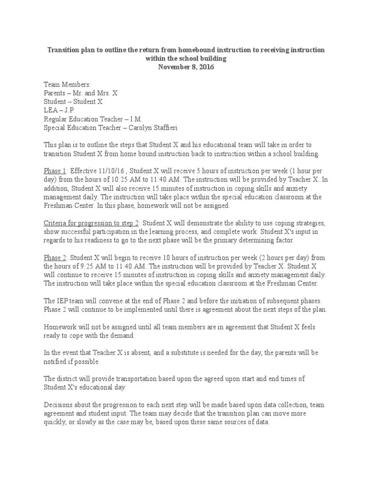 Sample Iep Transition Plan | PDF | Special Education | Individualized Education Program