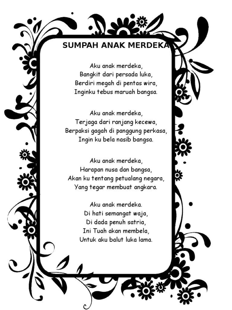 Sejarah perkembangan sajak di malaysia. Sumpah Anak Merdeka Pdf