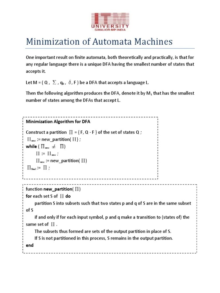 Minimization Of DFA | PDF | Systems Theory | Areas Of Computer Science