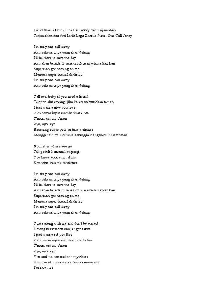 Charlie Puth - One Call Away | PDF