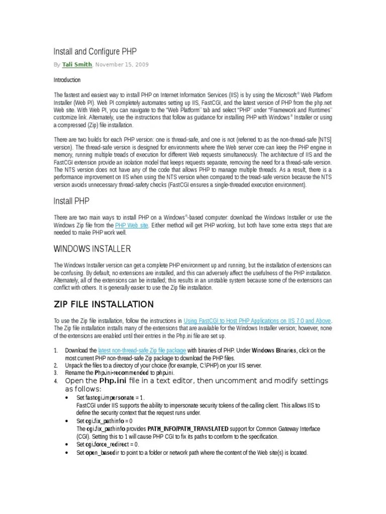 Install And Configure PHP | PDF | Php | Internet Information Services