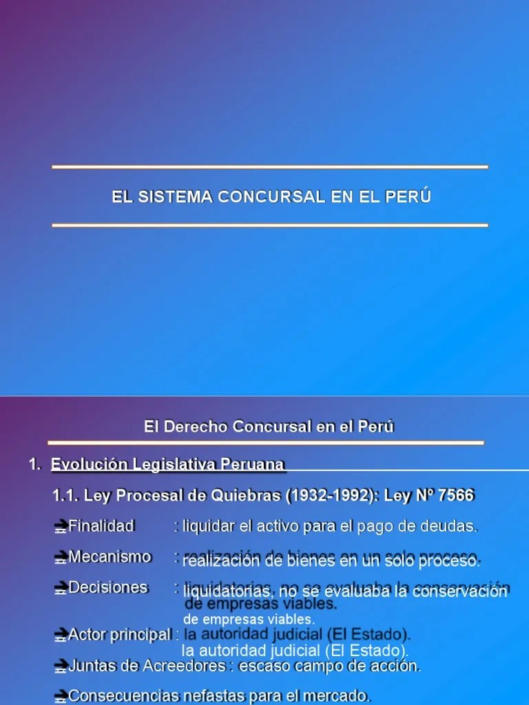 Sistema Concursal En Le Peru | PDF | Bancarrota | Liquidación