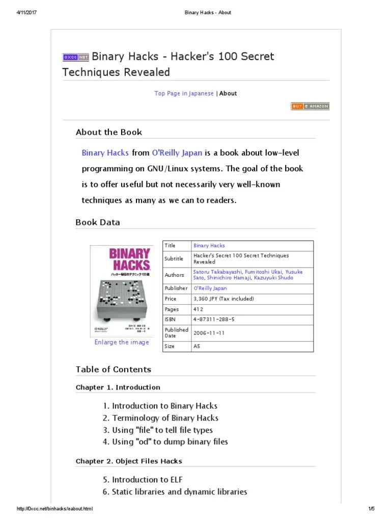 Binary Hacks And Debug | PDF | Library (Computing) | C++