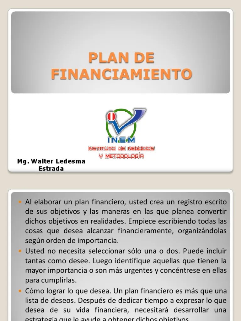 Plan De Financiamiento | PDF