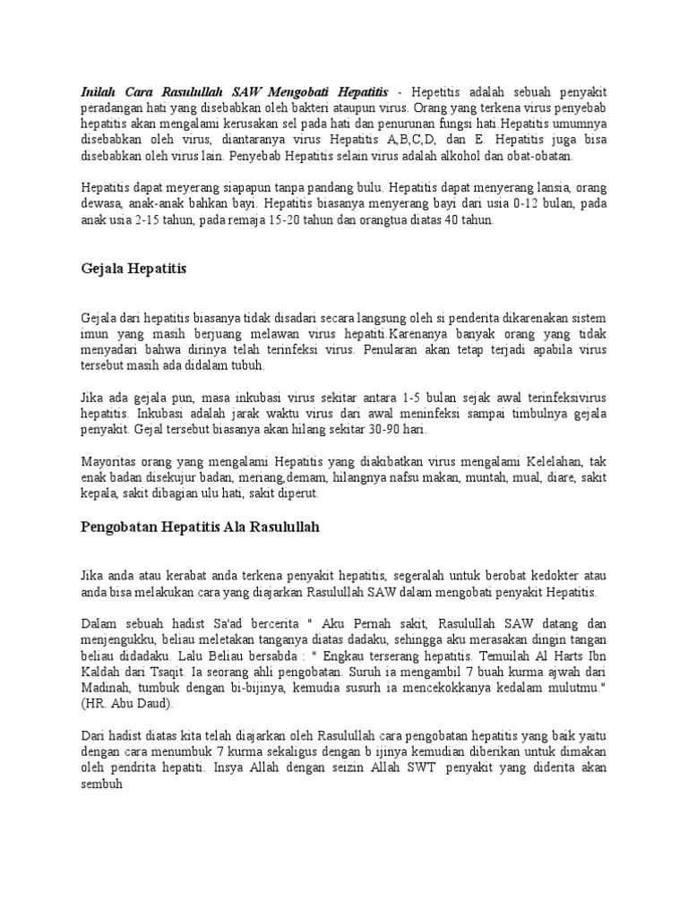 There's more than one type of hepatitis virus. Inilah Cara Rasulullah Saw Mengobati Hepatitis Pdf
