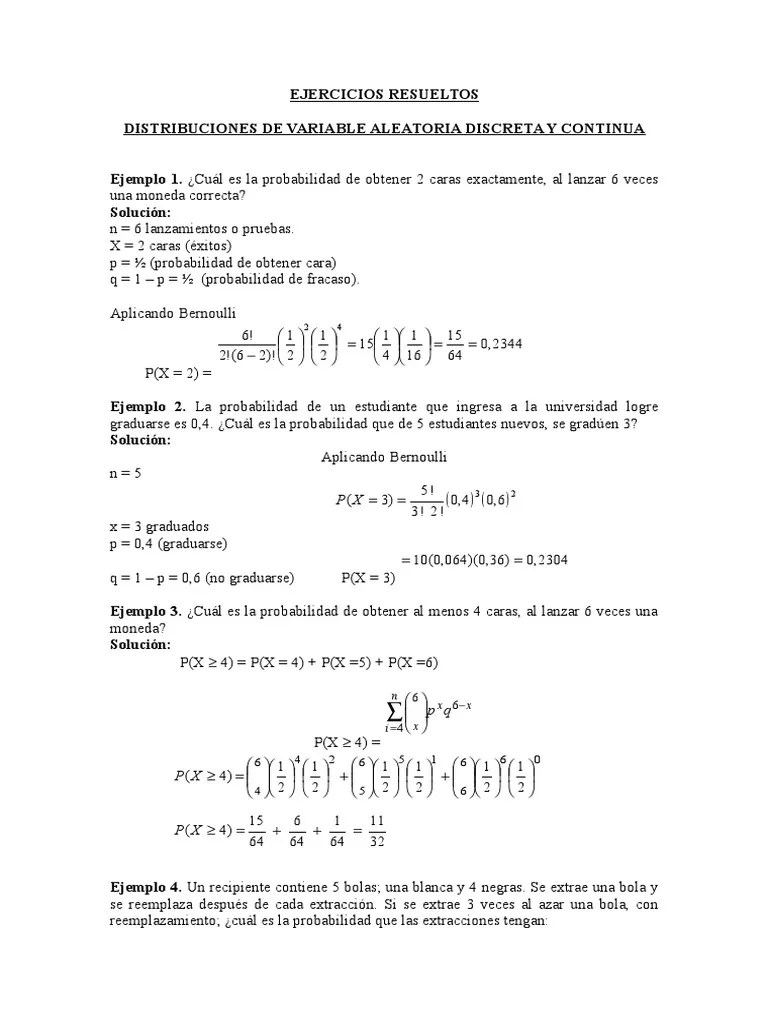 Ejercicios Resueltos | PDF | Probabilidad | Probabilidades Y Estadísticas