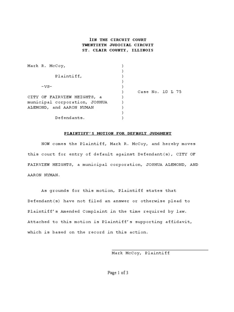 Motion For Default Judgment | PDF