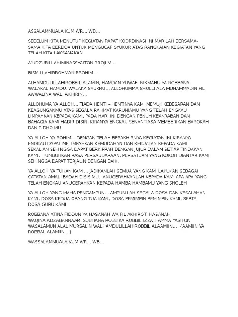 Contoh Doa Pembukaan Acara Rapat Kerja - tukaffe.com