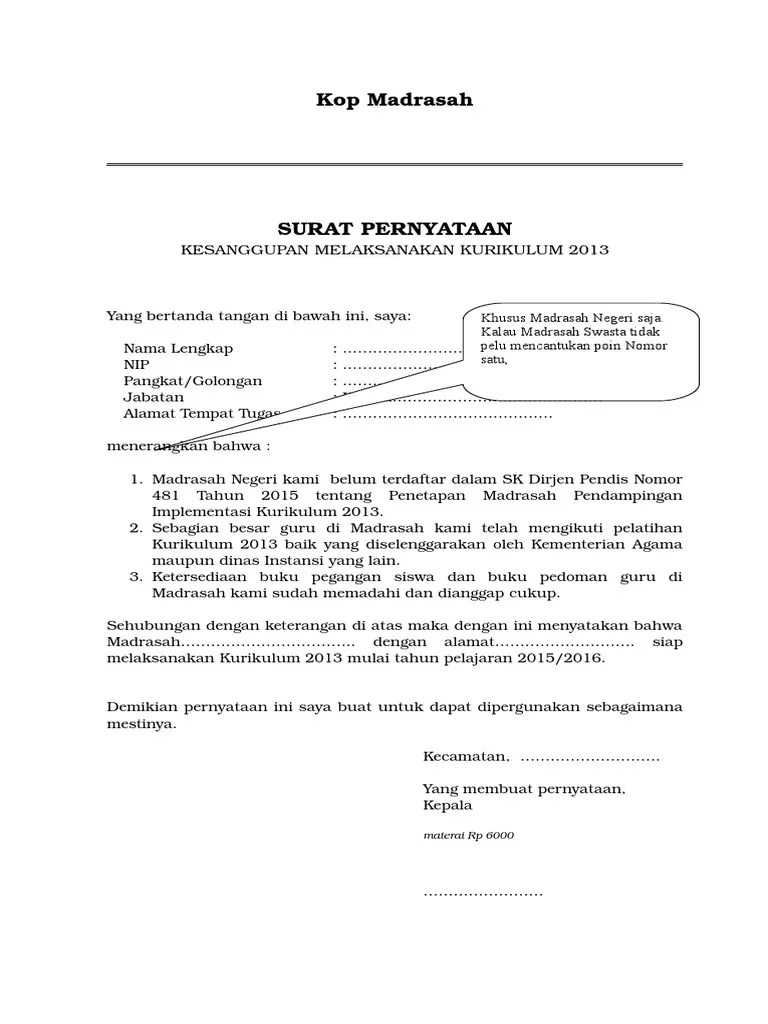 Surat Pernyataan Kesediaan Mengikuti Pelatihan Cute766