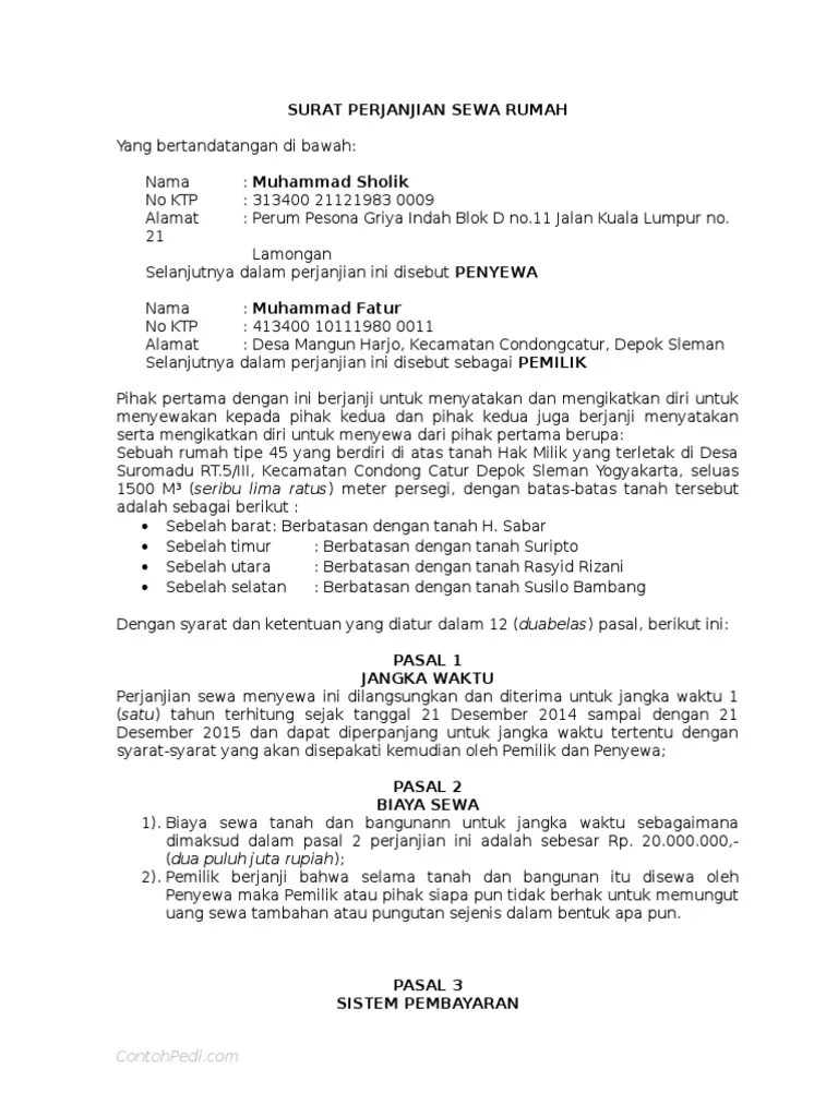 Perjanjian sewaan ini telah dibuat pada tarikh yang dinyatakan dalam seksyen 1 jadual 1 antara dua pihak yang dinyatakan dalam seksyen 2 jadual 1 (selepas ini dinyatakan sebagai tuan punya rumah) di pihak pertama dan satu pihak lagi dalam seksyen 3 jadual 1 (selepas ini dinyatakan sebagai penyewa) di pihak. Contoh-surat-perjanjian-sewa-rumah-ContohPedi.c0m.docx