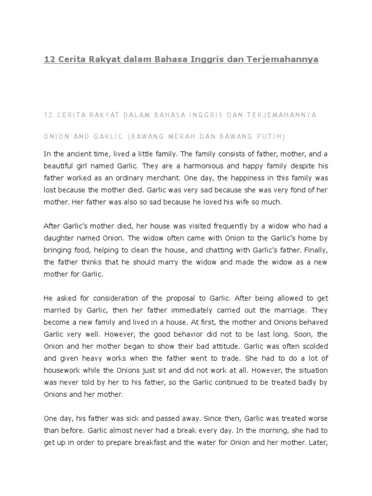 Cerpen Legenda Dalam Bahasa Inggris – Lakaran