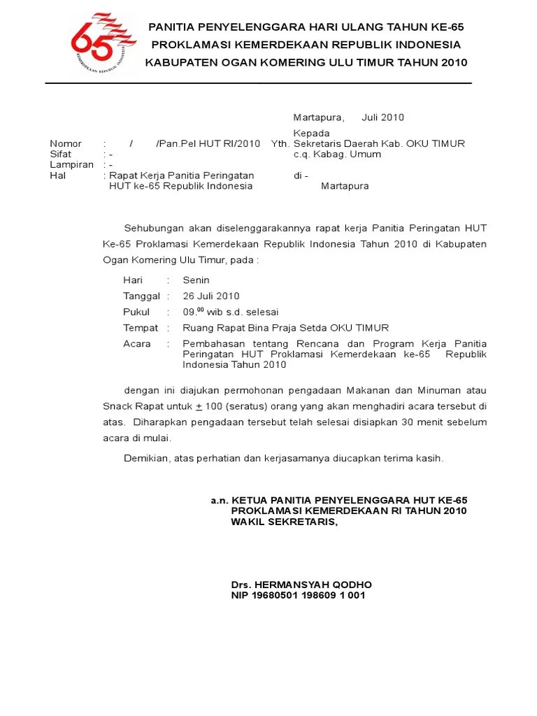 Contoh Surat Undangan Rapat Hut Ri Ke 73 Kumpulan Surat Penting Cute766