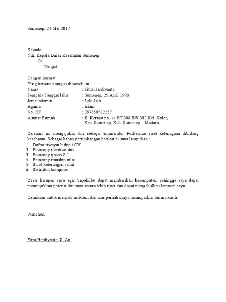 Pengumuman jadwal skd cpns dan pppk non guru 2021. Contoh Surat Lamaran Enumerator Download Contoh Surat Terlengkap