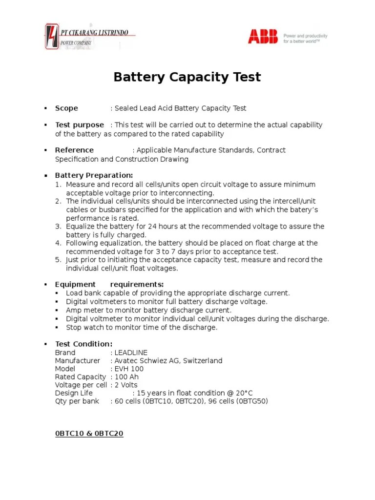 Battery Capacity Test Pdf Voltage Volt
