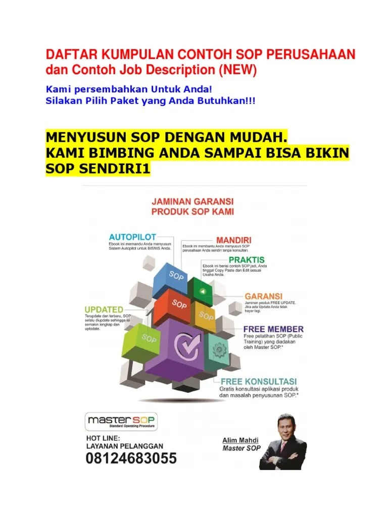 Tergantung dari kemampuan dan besarnya perusahaan tempat supervisor bekerja. Daftar Kumpulan Contoh Sop Perusahaan Pdf