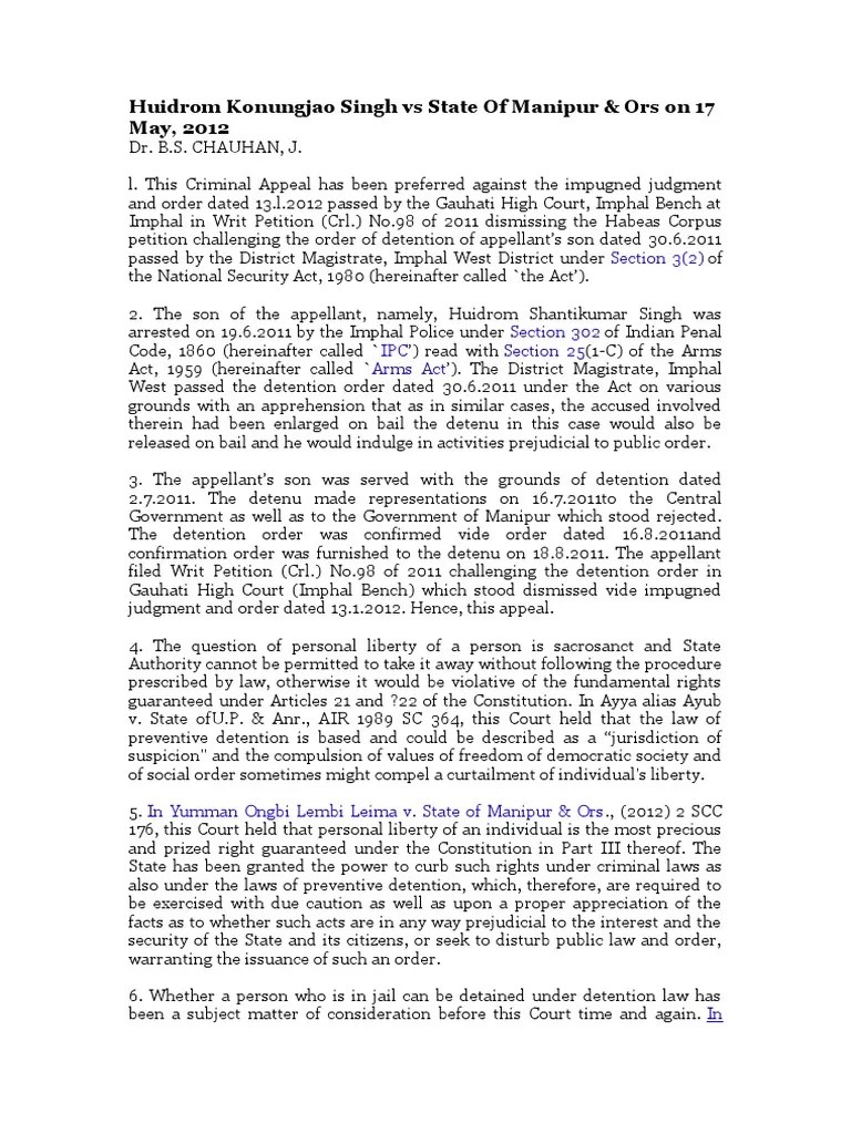 Preventive Detention 1 | PDF | Remand (Detention) | Bail