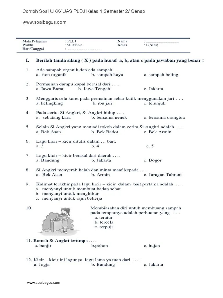 Soal Us Plbj Sd Kelas 6 Dan Kunci Jawaban