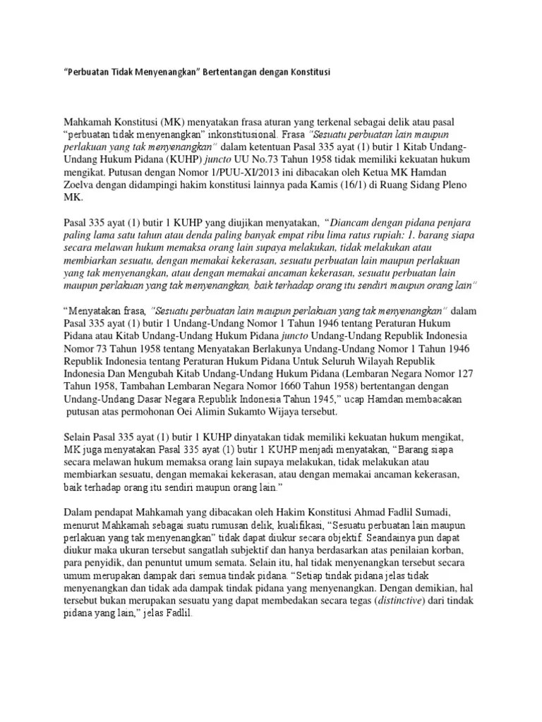 Perbuatan Tidak Menyenangkan | PDF