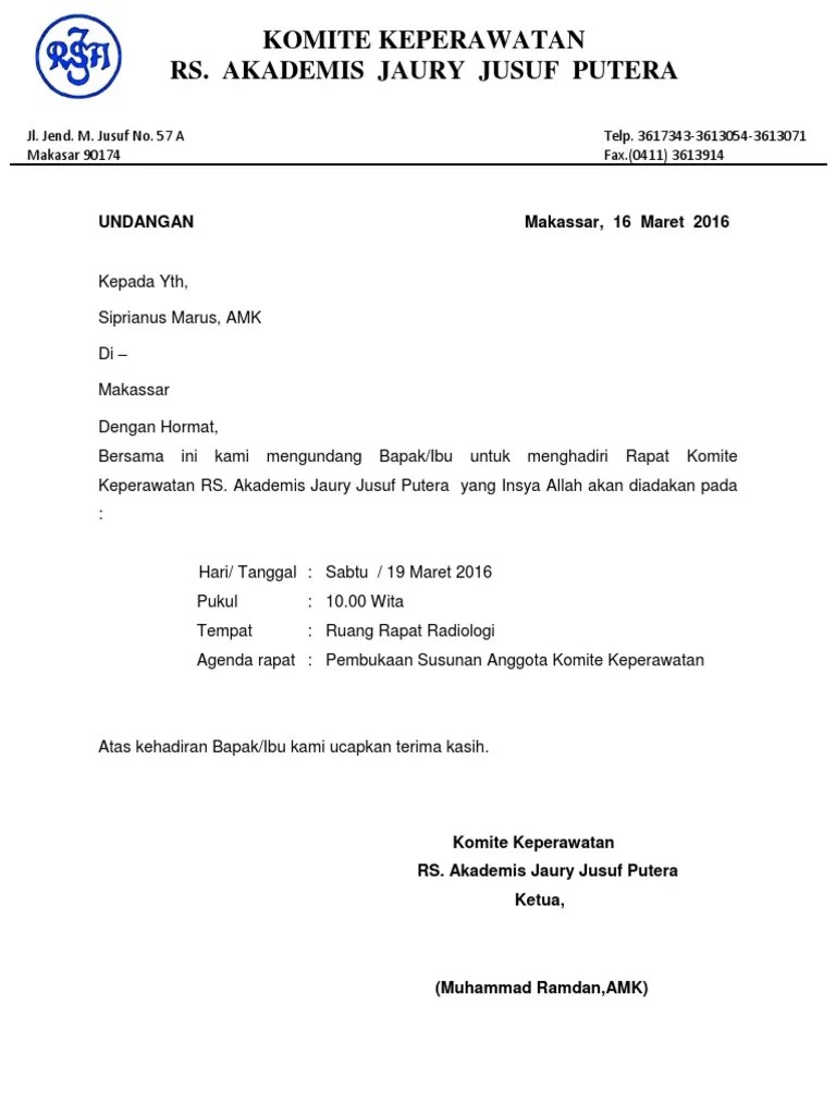 Tentang komite keperawatan rumah sakit;. Undangan Rapat Komite Keperawatan Pdf