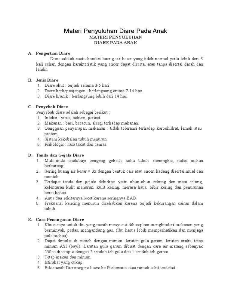 Materi Penyuluhan Diare Pada Anak | PDF