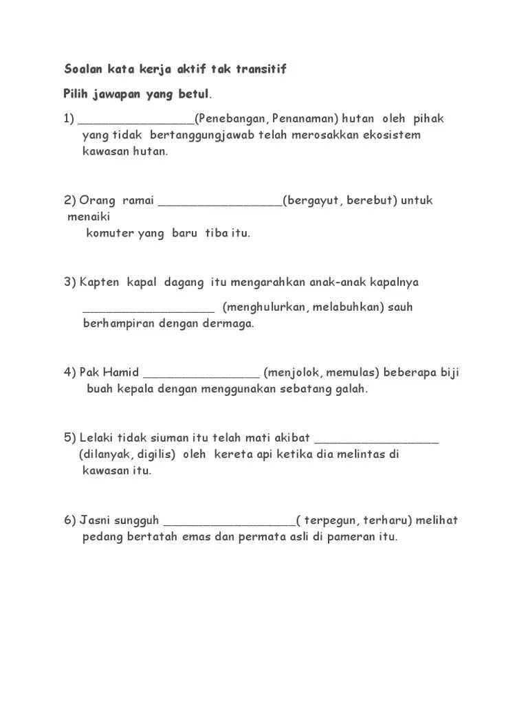 Ibu karim ______ ayam menggunakan pemanggang. Soalan Kata Kerja Aktif Tak Transitif Kumpulan Pdf