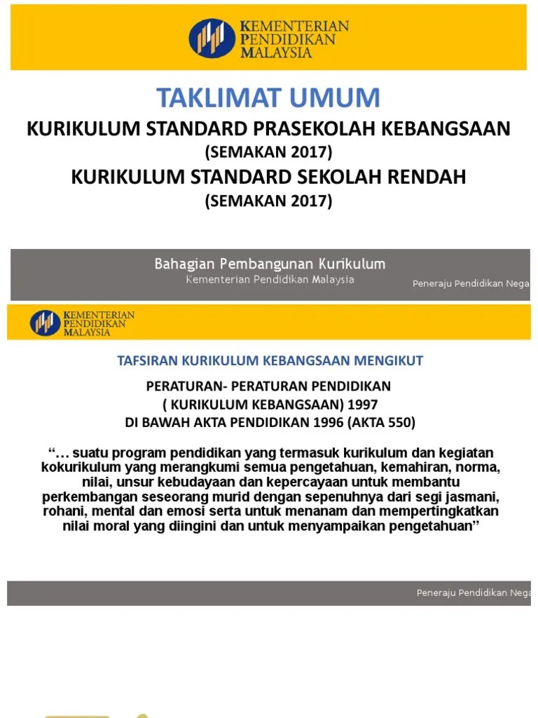 Kurikulum standard prasekolah kebangsaan 2017 pdf document. 1 Modified Taklimat Kurikulum Kspk Kssr Semakan 2017 Pdf