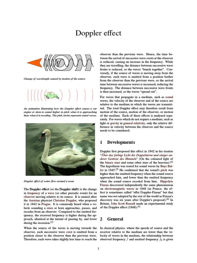 Doppler Effect: 1 Developments | PDF | Doppler Effect | Experimental ...