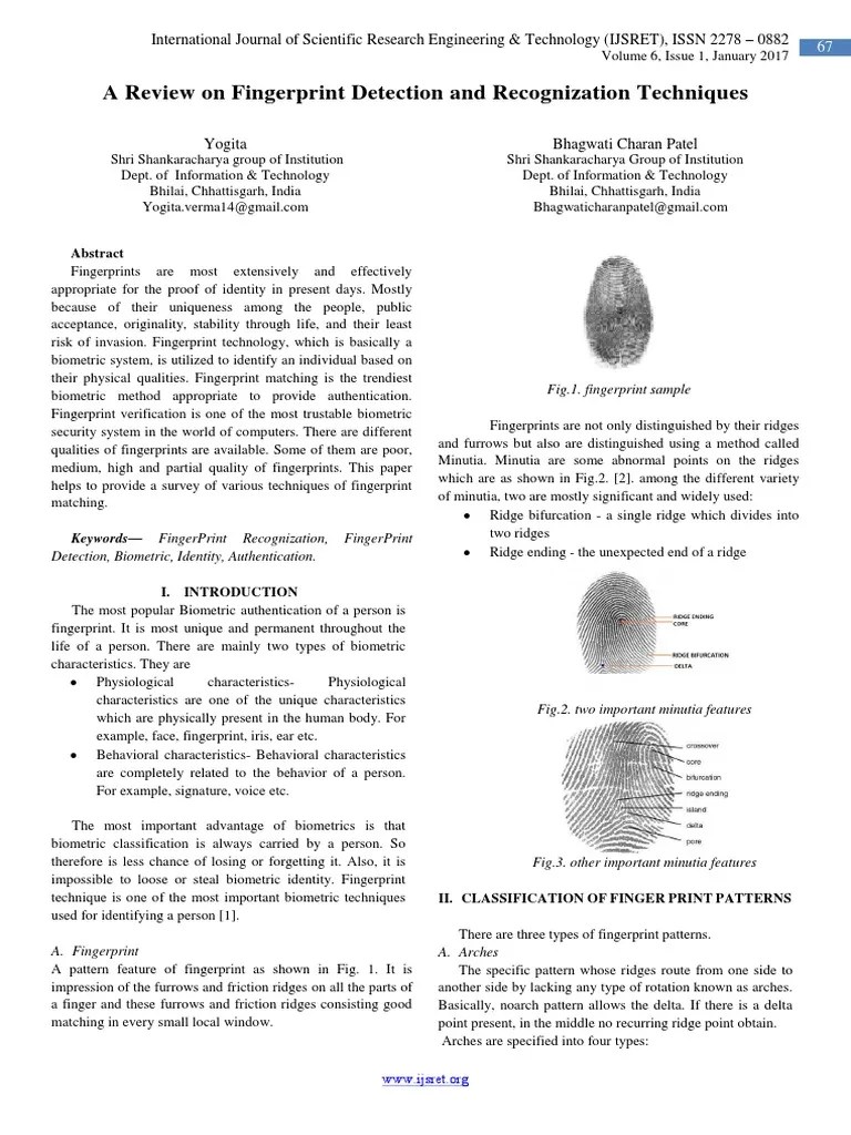 A Review On Fingerprint Detection And Recognization Techniques | PDF ...