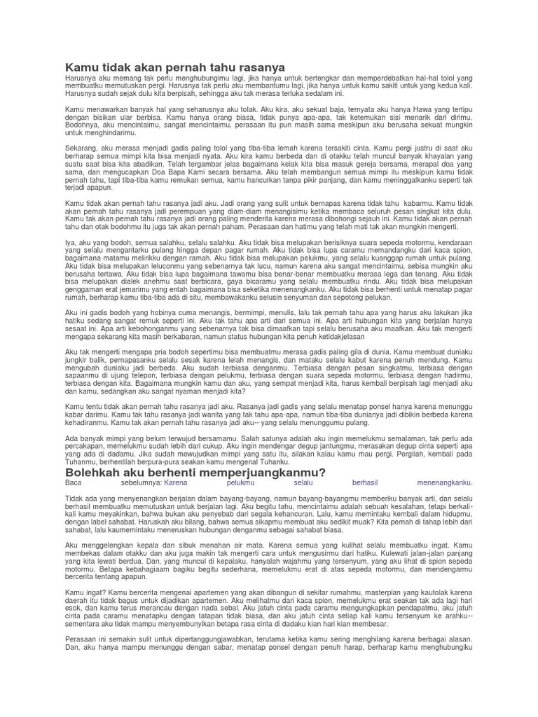 Kamu Tidak Akan Pernah Tahu Rasanya | PDF
