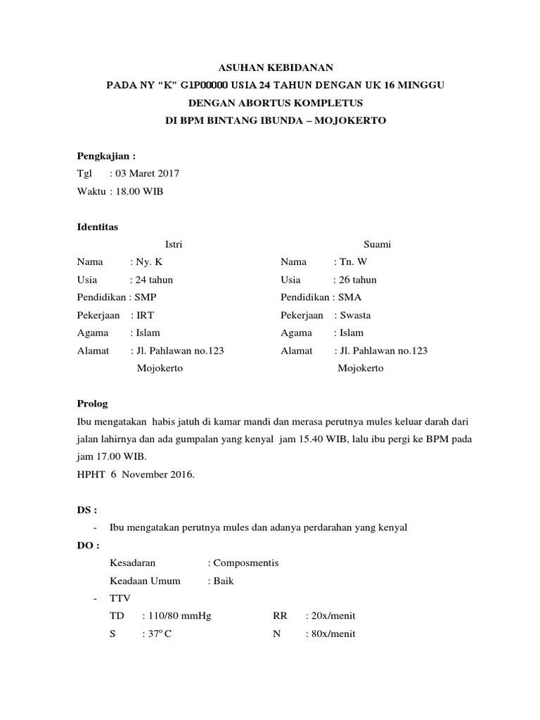 Asuhan Kebidanan Abortus Kompletus | PDF
