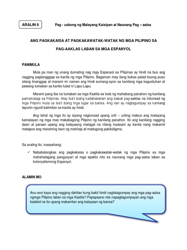 LM Pag Usbong NG Malayang Kaisipan At Naunang Pag Aalsa | PDF