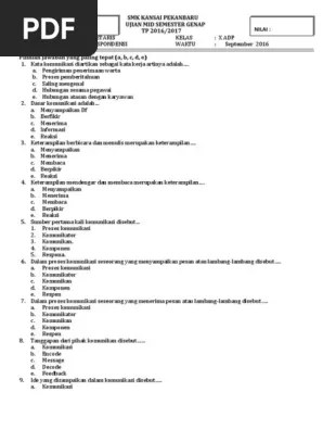 Bab 1 latihan soal pilihan ganda 1. Soal Korespondensi Pdf