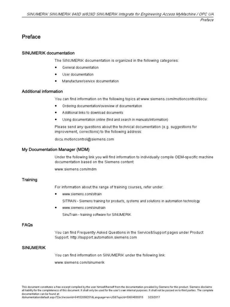 SINUMERIK SINUMERIK 840D Sl-828D SINUMERIK Integrate For Engineering ...