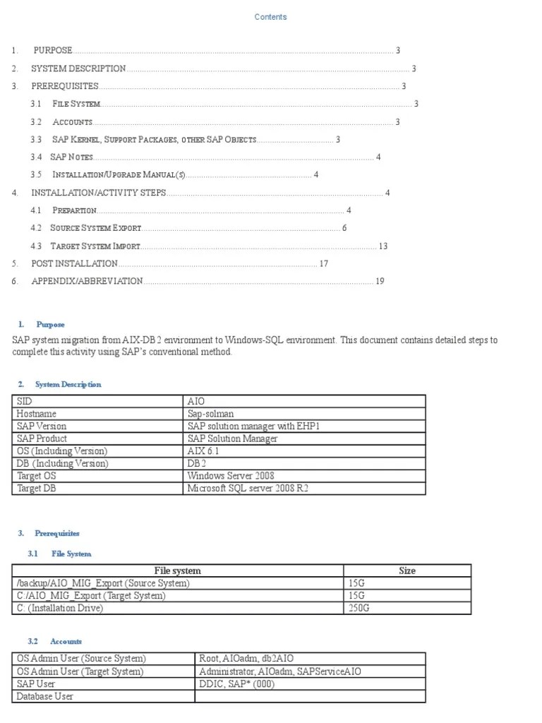 SAP OS & DB Migration AIX-DB2 To Windows-SQL Server Step-By-step | PDF ...