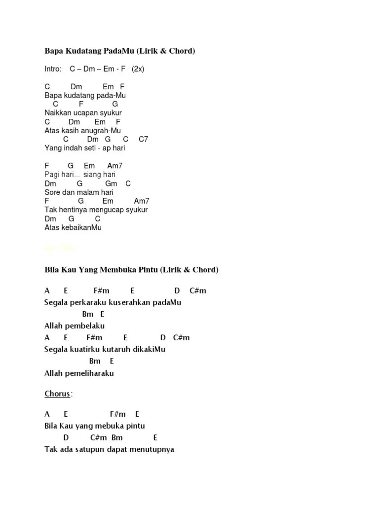 Lirik lagu kunyanyi haleluya chord gitar intro : Chord Bapa Kudatang Padamu Beinyu Com
