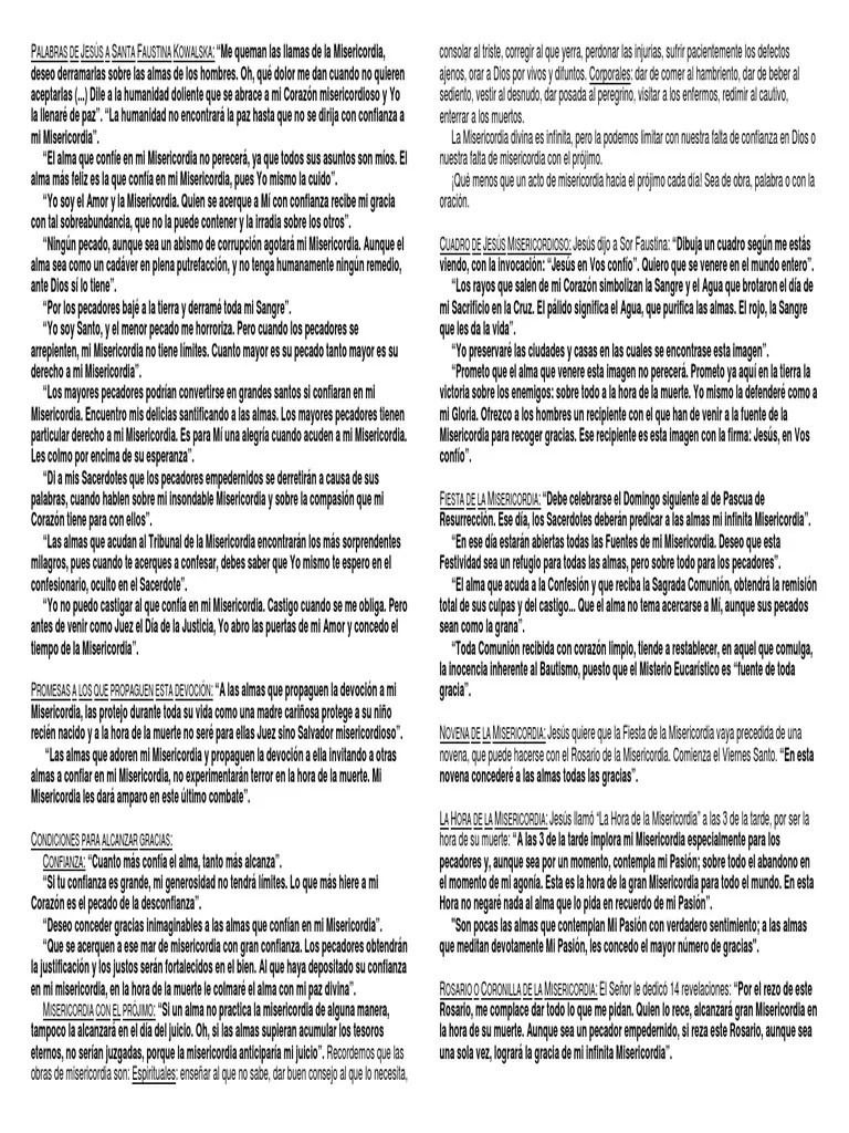 Divina Misericordia Con Imagen | PDF | Rosario | Misericordia