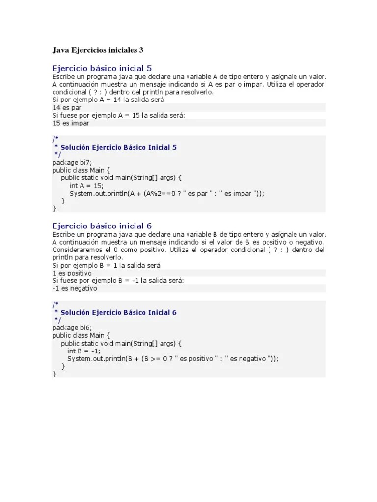 Programacion En Java Ejercisios Resueltos | PDF | Java (lenguaje De ...