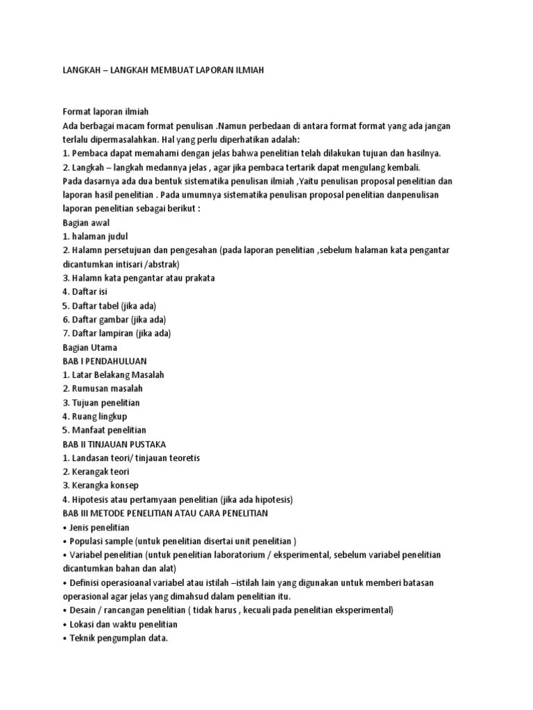 LANGKAH Membuat Laporan Ilmiah | PDF