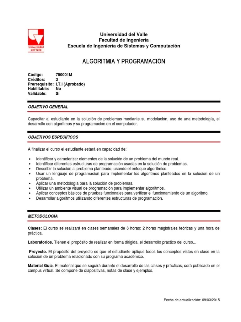 Algoritmia Y Programacion | PDF | Algoritmos | Programación De Computadoras