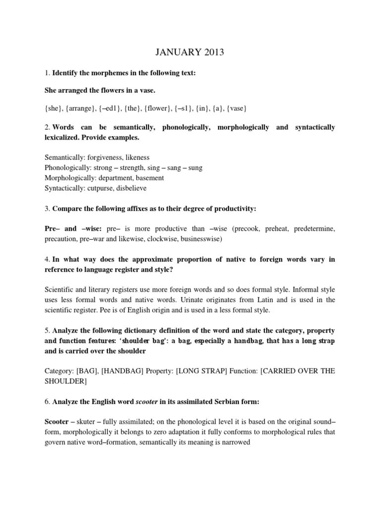 Morphology And Lexicology | PDF | Lexicon | Morphology (Linguistics)