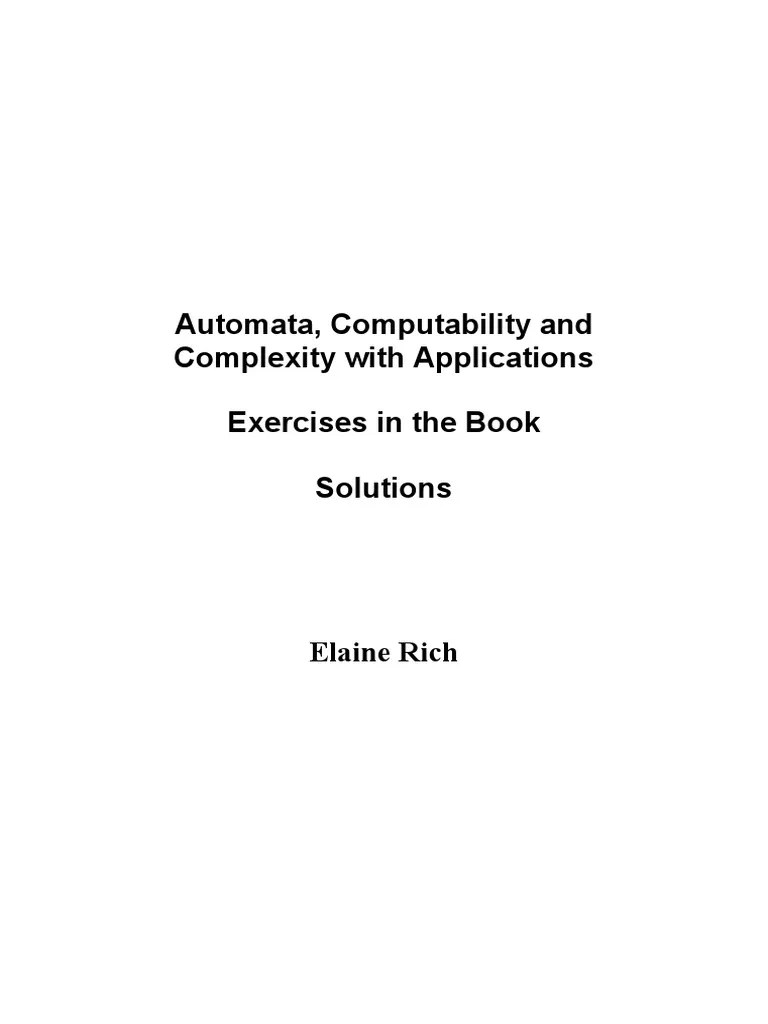 Automata Computability And Complexity Theory And Applications 1st ...