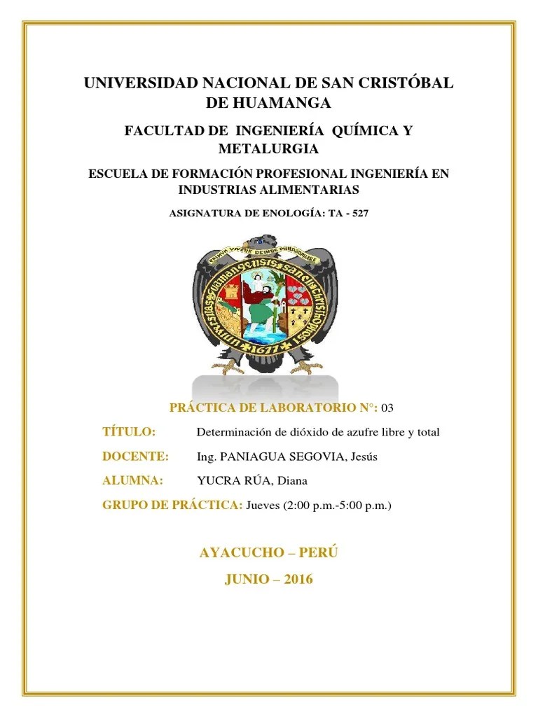 Dióxido De Azufre Libre Y Total En Vinos | PDF | Vino | Dióxido De Azufre