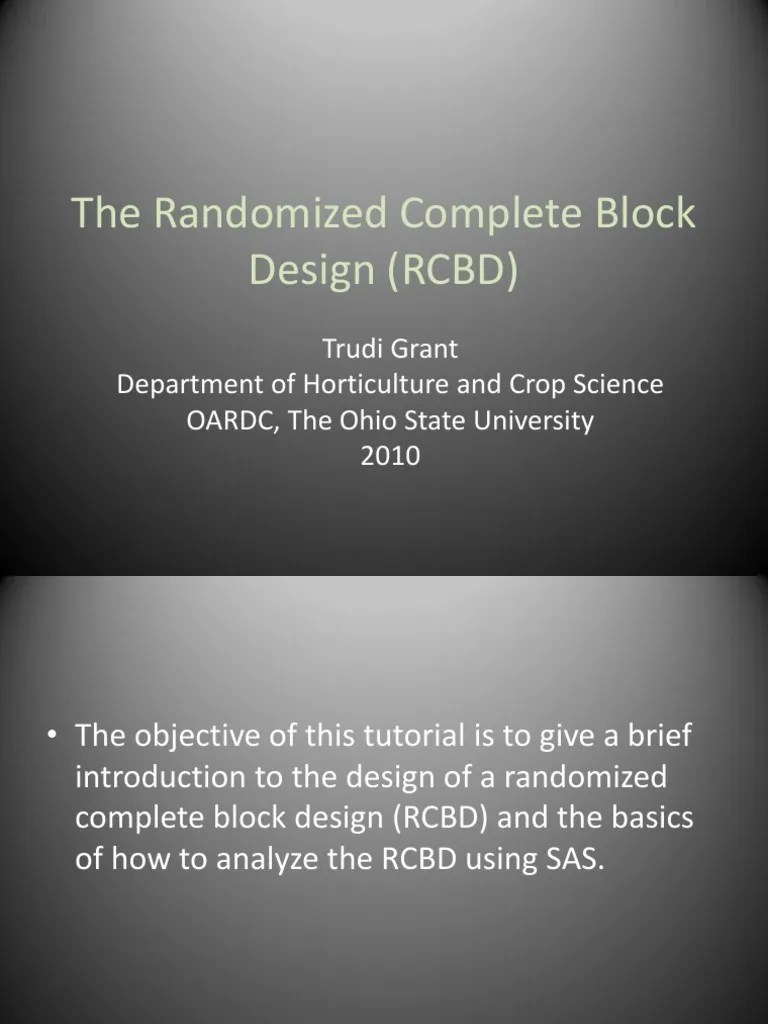 Randomized Complete Block Design Tutorial | PDF | Experiment | Sas ...